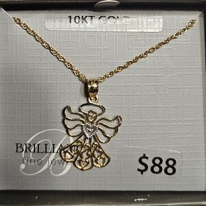 Brilliance Fine Jewelry 10 KT Gold Angel Pendant Necklace